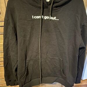 Black Hoodie with Text Print